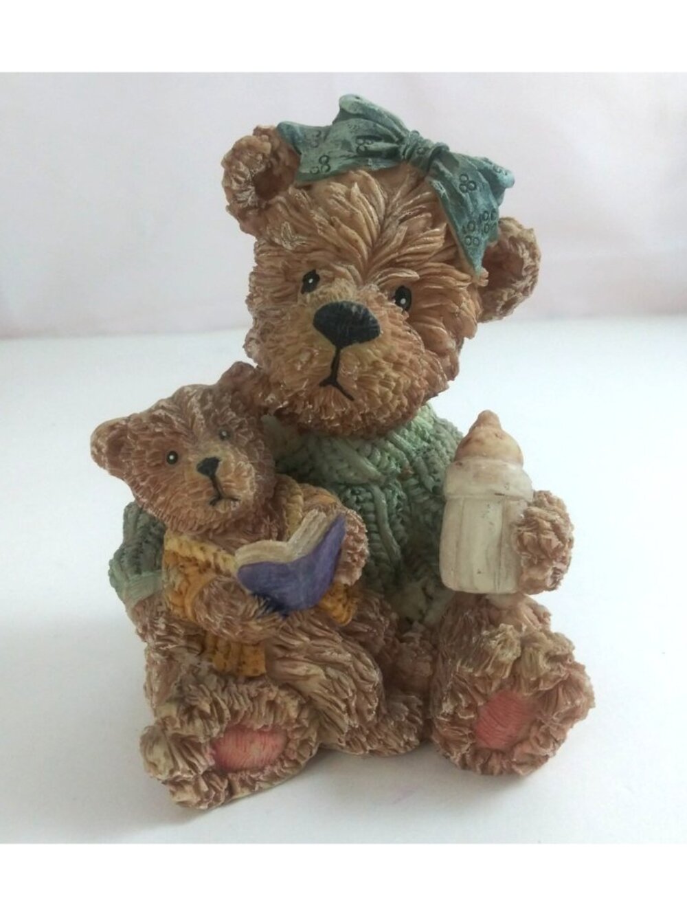 Vintage Mother Bear Reading To Baby Bear 4.5" Figurine